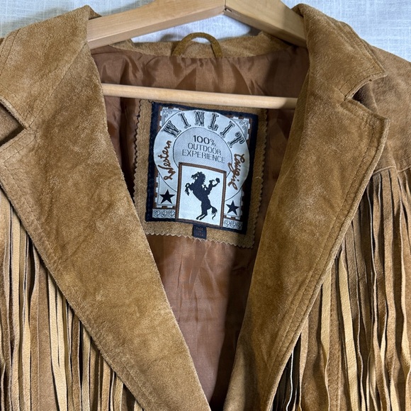 Winlet Tan Suede Fringe Leather Jacket - Picture 2 of 8